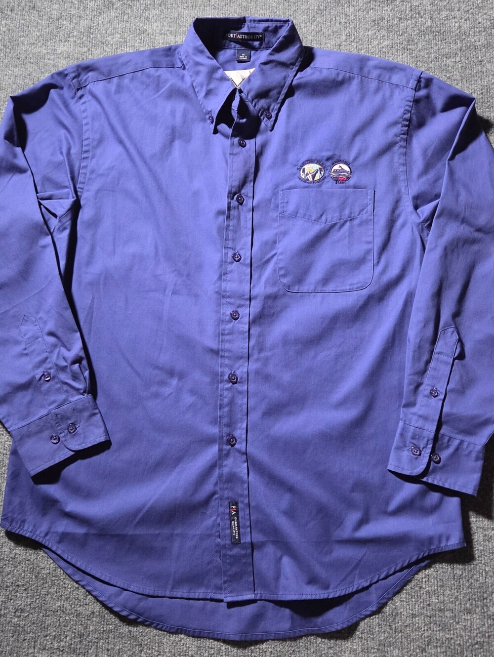 Port Authority Men's Dancer Patched Shirt Medium Blue Long - Picture 1 of 12